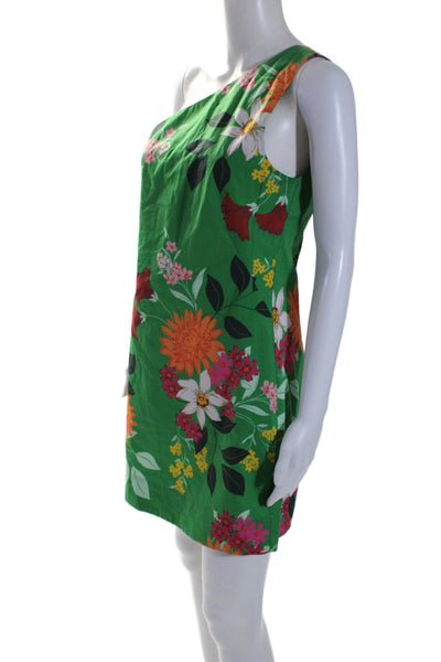 Cara Cara Womens Floral Print One Shoulder Dress Green Cotton Size Medium