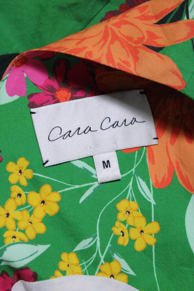 Cara Cara Womens Floral Print One Shoulder Dress Green Cotton Size Medium