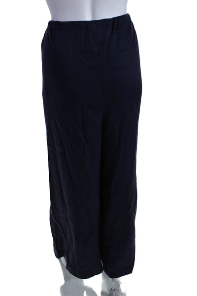 Bondi Born Womens Drawstring Waist High Rise Wide Leg Pedal Pushers Blue Size OS