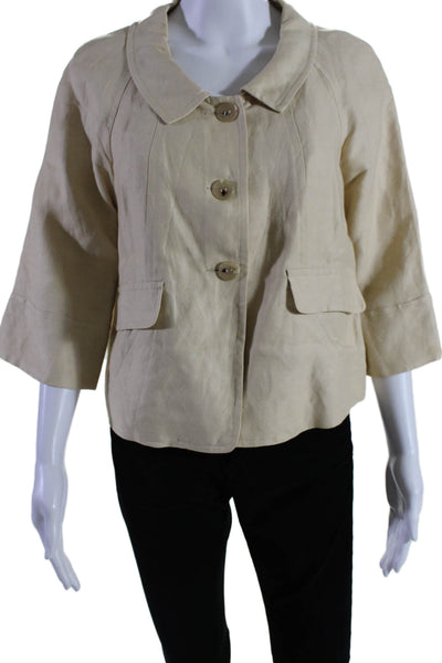 Gerard Darel Womens Three Button Collared Oversized Jacket White Size IT 38