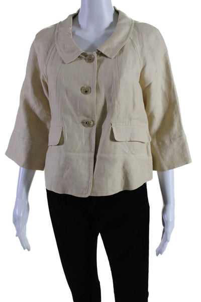 Gerard Darel Womens Three Button Collared Oversized Jacket White Size IT 38