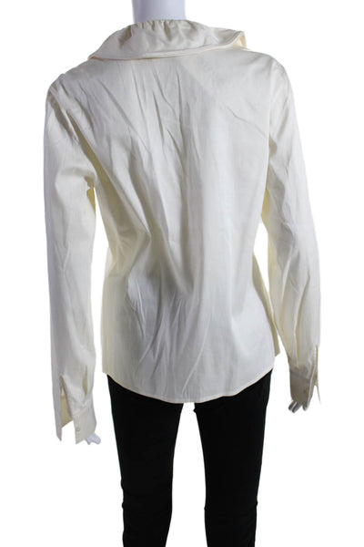 Escada Womens Button Front Long Sleeve Layered Collar Shirt White Size IT 38