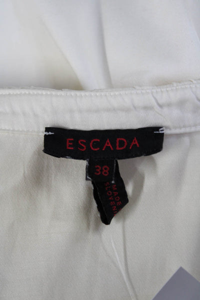 Escada Womens Button Front Long Sleeve Layered Collar Shirt White Size IT 38