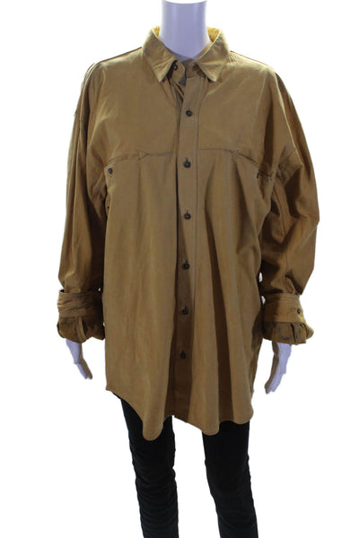 Endurance Comstock Mens Leather Yellow Long Sleeve Button Down Jacket Size XL