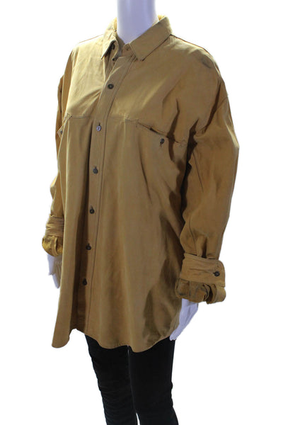 Endurance Comstock Mens Leather Yellow Long Sleeve Button Down Jacket Size XL