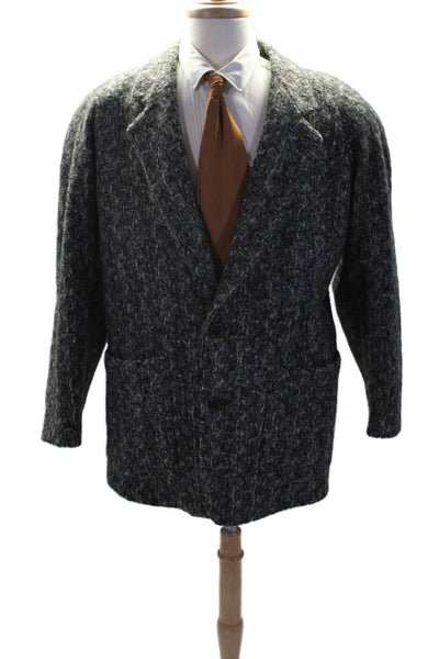 Sergio Pellari Mens Gray Textured Two Button Long Sleeve Coat Jacket Size 42