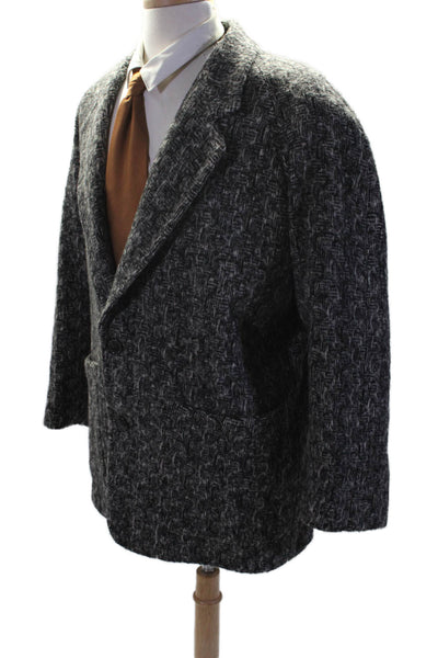 Sergio Pellari Mens Gray Textured Two Button Long Sleeve Coat Jacket Size 42