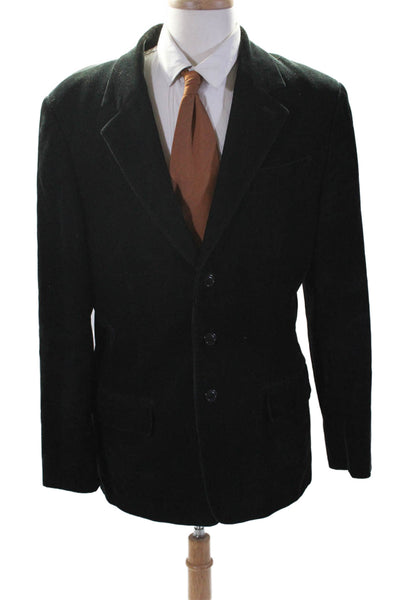 Juicy Couture Mens Cotton Corduroy Black Three Button Long Sleeve Blazer Size 46