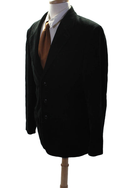 Juicy Couture Mens Cotton Corduroy Black Three Button Long Sleeve Blazer Size 46