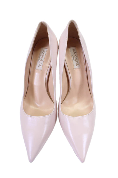 Kahmune Womens Pink Leather Pointed Toe Heels Pumps Shoes Size 11.5