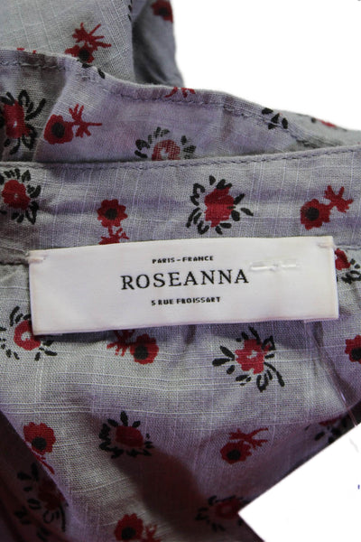 Roseanna Women's Round Neck Long Sleeves Button Down Floral Blouse Size S