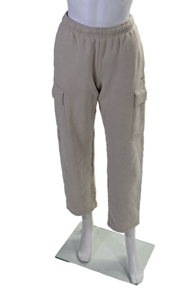 TNA Womens Cotton Relaxed Fit Drawstring Straight Leg Sweatpants Beige Size 2XS