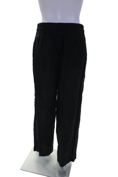 Quince Womens Mid Rise Drawstring Straight Leg Linen Pants Black Size Medium