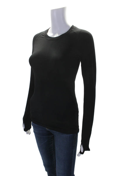 Stelle Womens Fitted Moisture Wicking Long Sleeve Crewneck Shirt Black Size S