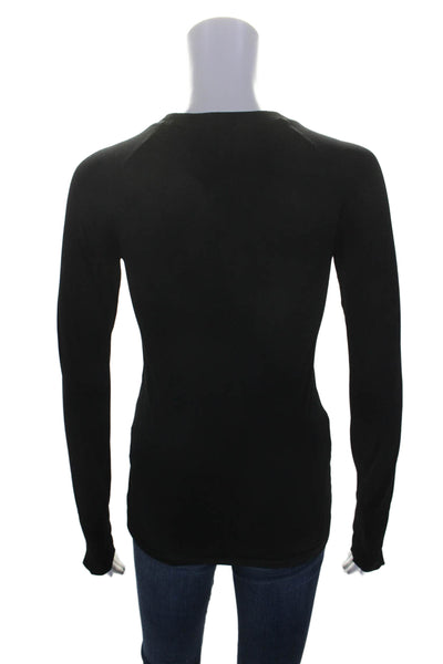 Stelle Womens Fitted Moisture Wicking Long Sleeve Crewneck Shirt Black Size S