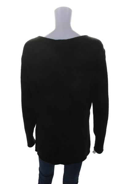 Laurel Womens Long Sleeve Scoop Neck Tight Knit Sweater Black Size 42