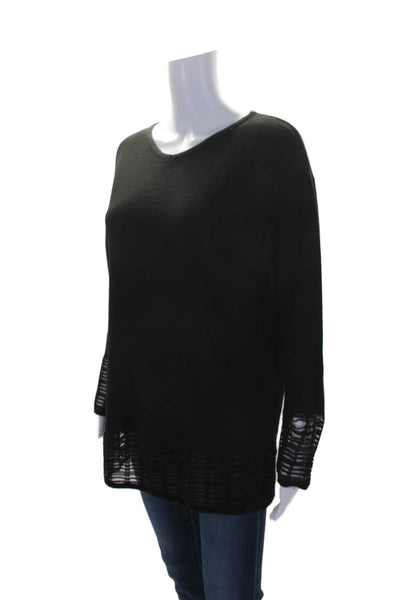 Laurel Womens Long Sleeve V Neck Tight Knit Sweater Black Size 44