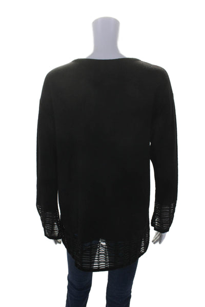 Laurel Womens Long Sleeve V Neck Tight Knit Sweater Black Size 44