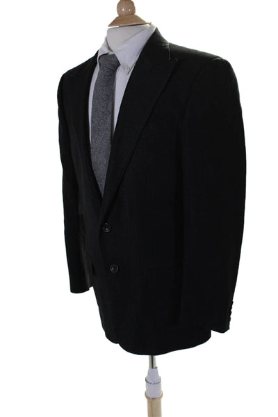 Versace Mens Black Cotton Textured Two Button Long Sleeve Blazer Size 50R