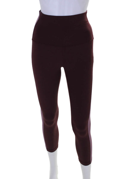 Lululemon Womens Velvet Detail Mid-Rise Activewear Leggings Burgundy Size 6