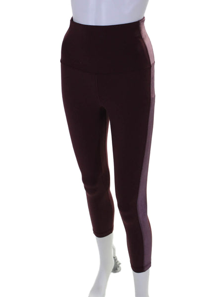 Lululemon Womens Velvet Detail Mid-Rise Activewear Leggings Burgundy Size 6