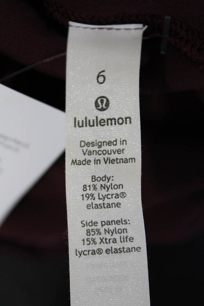 Lululemon Womens Velvet Detail Mid-Rise Activewear Leggings Burgundy Size 6