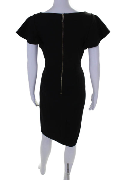 Calvin Klein Womens Round Neck Short Sleeve Zip Up Midi Dress Black Size 4