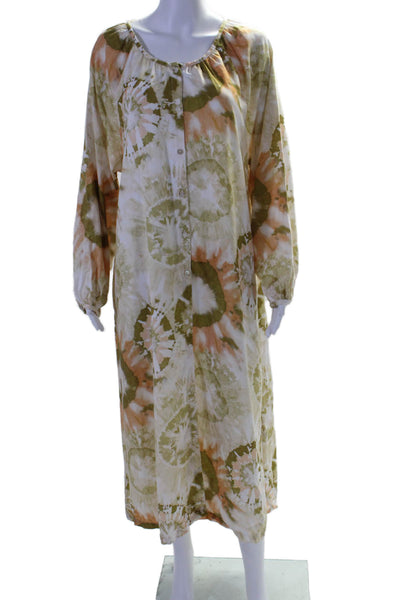 The New Society Women's Long Sleeves Cotton Tunic Dress Tie Dye Size M