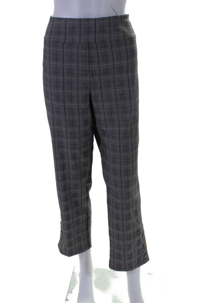 Elliott Lauren Women's Pull-On Flat Front Straight Leg Plaid Pants Size 14