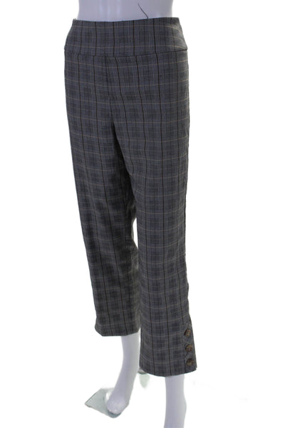 Elliott Lauren Women's Pull-On Flat Front Straight Leg Plaid Pants Size 14