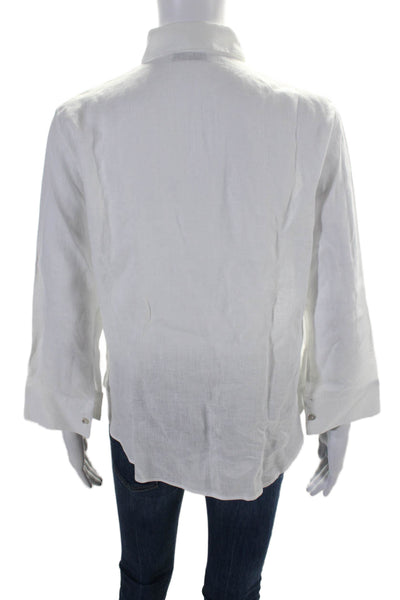 Isa Belle Samo Gabrscek Womens Linen Button Down Shirt White Size Small