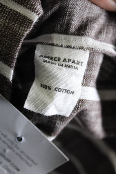 Apiece Apart Womens Button Down Dress Brown White Cotton Size Extra Small