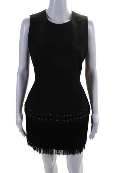 Elizabeth and James Womens Black Fringe Detail Sleeveless Shift Dress Size 6