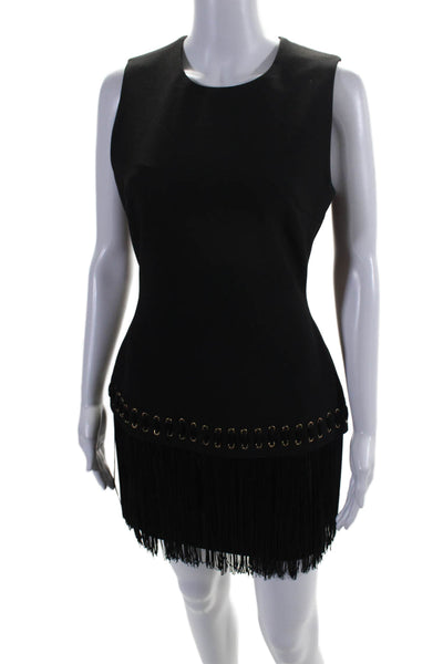 Elizabeth and James Womens Black Fringe Detail Sleeveless Shift Dress Size 6