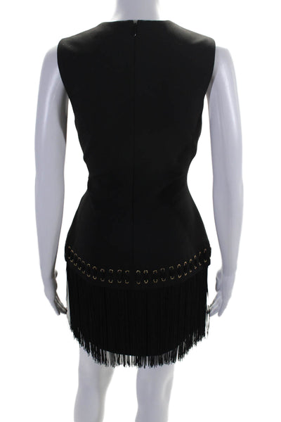 Elizabeth and James Womens Black Fringe Detail Sleeveless Shift Dress Size 6