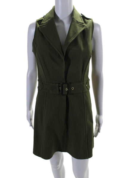 Derek Lam 10 Crosby Womens Cotton Green Belt Sleeveless Shift Dress Size 6