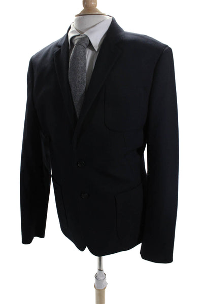 Allsaints Mens Narrow Lapel Two Button Edison Blazer Jacket Black Wool Size 42