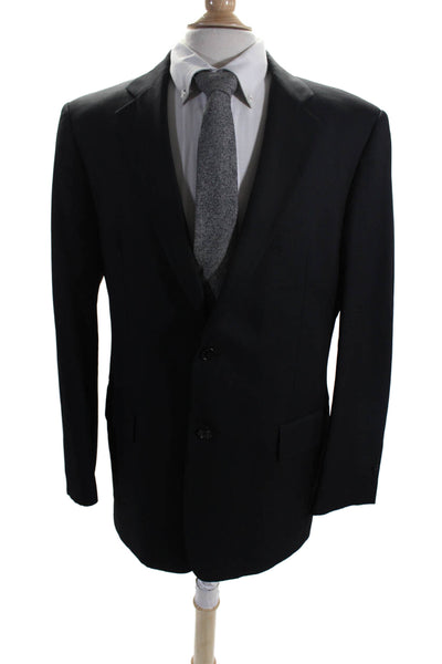 John Varvatos Mens Wide Lapel Two Button Blazer Jacket Black Wool Size EUR 52