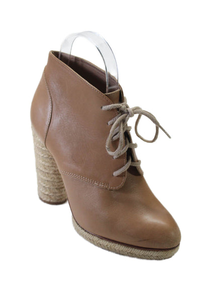 Loeffler Randall Womens Leather Lace Up Espadrille Ankle Boots Brown Size 7.5 B