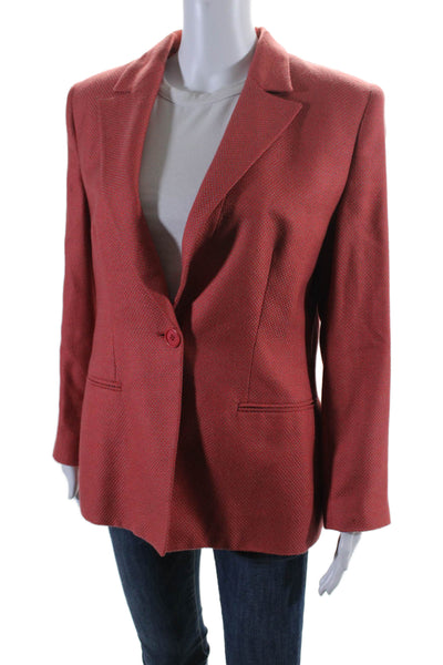 Giorgio Armani Womens One Button Long Sleeve Notched Lapel Blazer Red 48