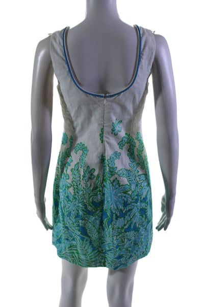 Lilly Pulitzer Womens Cotton Floral Print Scoop Neck Tank Dress White Size 2