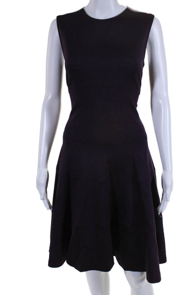 Joseph Womens Wool Blend Dark Purple Sleeveless Fit & Flare Dress Size 40