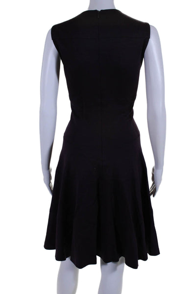 Joseph Womens Wool Blend Dark Purple Sleeveless Fit & Flare Dress Size 40