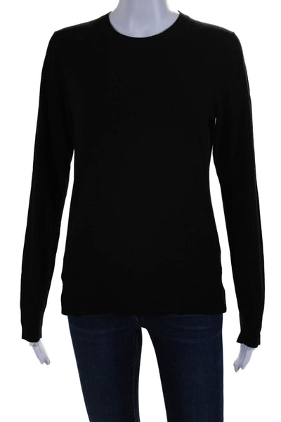 Theory Womens Black Wool Blend Crew Neck Long Sleeve Sweater Top Size L