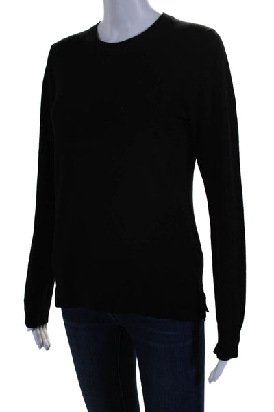 Theory Womens Black Wool Blend Crew Neck Long Sleeve Sweater Top Size L