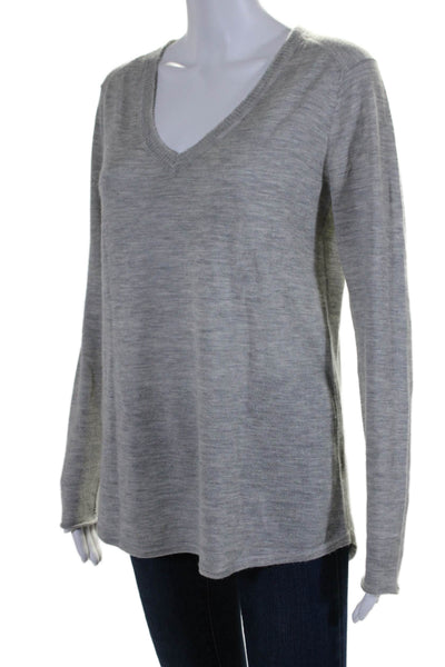 ATM Womens Cashmere Gray V-Neck Long Sleeve Pullover Sweater Top Size M