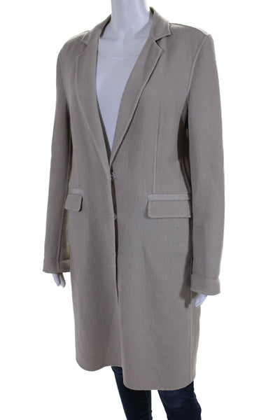 Apostrophe Womens Three Button Notched Lapel Long Coat Brown Wool Size IT 40