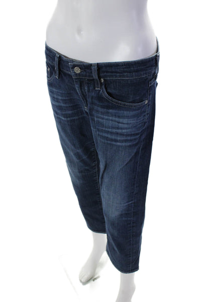 AG Adriano Goldschmied Womens Relaxed Fit Straight Leg Crop Jeans Blue Size 28