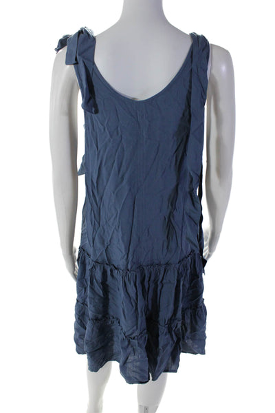 Splendid Womens Knotted Straps Sleeveless V-Neck Tiered Shift Dress Blue Size S