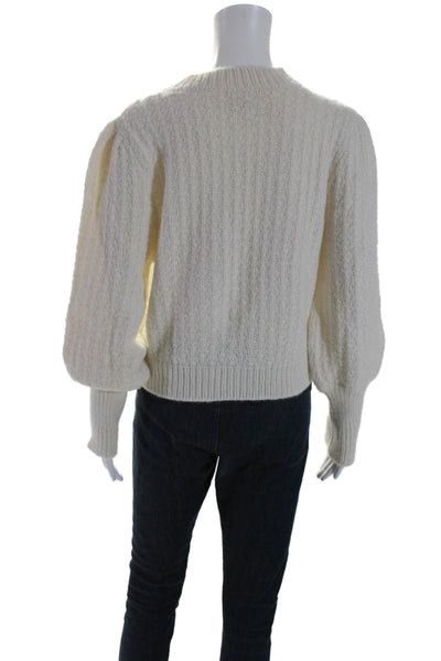 The Westside Womens Alpaca Long Sleeves Crew Neck Sweater White Size Small